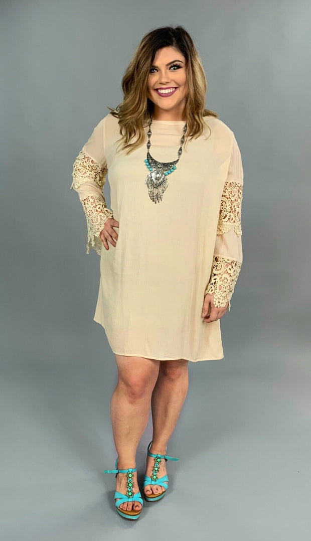 SLS-K "UMGEE" Natural Beige Dress with Crochet Lace Sleeve SALE!!