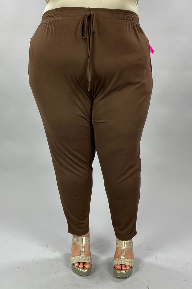 BT-Z {Get To Walking} BROWN Elastic Waist Pants EXTENDED PLUS SIZE 4X 5X 6X