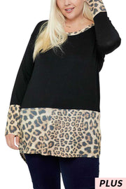 17 CP-M {Make It Up} Black ***SALE***With Leopard Detail Tunic PLUS SIZE XL 2X 3X