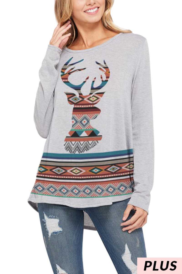 15 GT-O {Deer Season} Aztec Deer Head Top SALE!!! PLUS SIZE XL 2X 3X