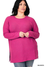 81 SLS-B {Speak Truth} Magenta Waffle Knit Top PLUS SIZE 1X 2X 3X SALE!!