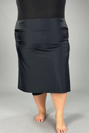 SWIM-M {Calypsa Skort} Black Long Swim Skort EXTENDED PLUS SIZE 3X 4X 6X