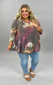 18 PQ-A {Endless Horizons} Plum Tie Dye Tunic  SALE!!! PLUS SIZE 1X 2X 3X