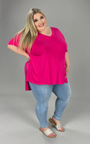 27 SSS-D {Feeling Carefree} FUCHSIA Solid Top PLUS 1X, 2X, 3X