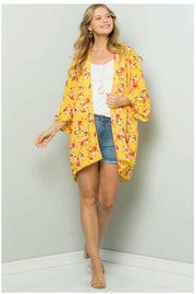 65 OT-F {Flowers In Sunshine} Yellow Floral Printed Cardigan PLUS SIZE***SALE***