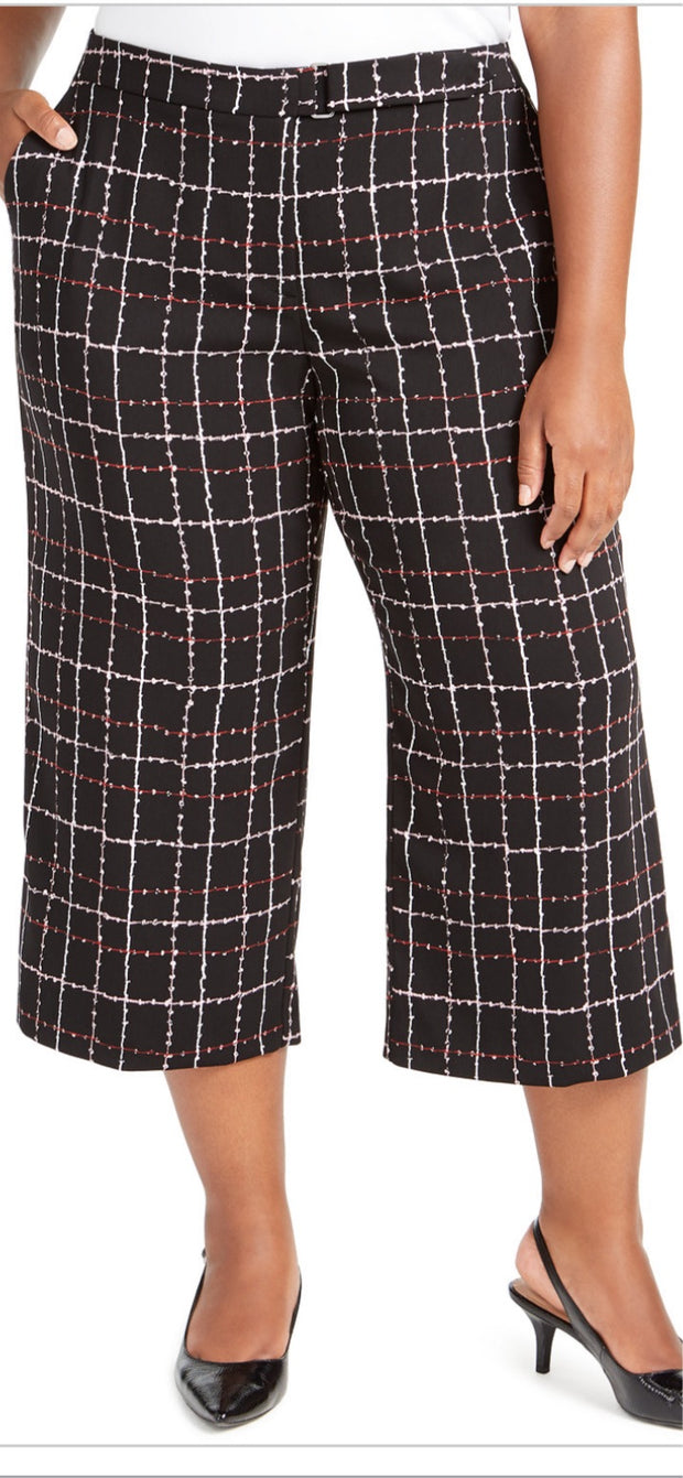 BT-M  M-109 {Alfani} Art Blossom Plaid Culottes Retail 84.50 16W 18W 20W