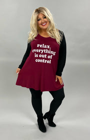 20 GT-B {Out Of Control} Black/Burgundy  Graphic Tee  CURVY BRAND