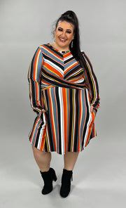 63 PLS-D {Perfect Lines} Black/Multi-Color Striped Dress PLUS SIZE 1X 2X 3X
