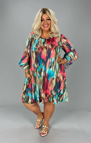 88 PQ-V {Close Attention} Multi-Color Bell Sleeve Dress PLUS SIZE 1X 2X 3X  SALE!!!!