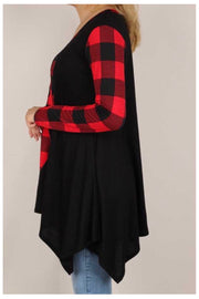 GT-A {Hello My Deer}  Black Red Plaid Deer Graphic Tunic SALE!!! PLUS SIZE XL 2X 3X