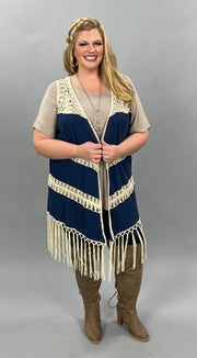 70 OT-B {Blue Sands} “UMGEE” Sale!  Navy Crochet Vest PLUS SIZE XL 1X 2X