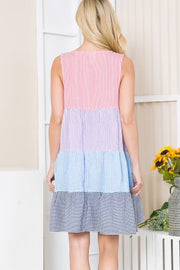 33 SV-E {Childhood Memories}  Multi Color Gingham Sleeveless Dress PLUS SIZE 1X 2X 3X