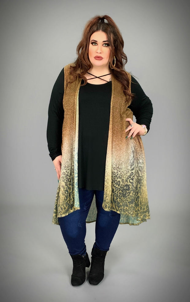 OT-D {Go Out In Style} Shimmering Gold Leopard Vest SALE!!