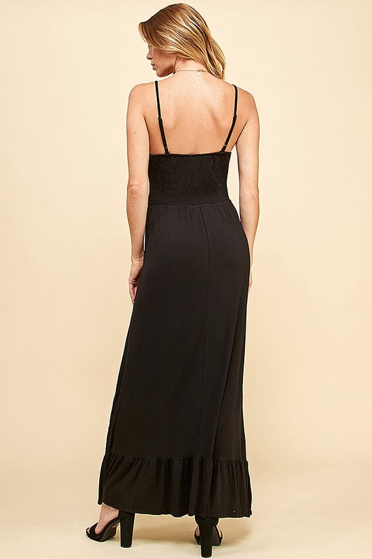 LD-R {My Best Choice} Black SALE!! Smocked Top Maxi Dress PLUS SIZE XL 2X 3X