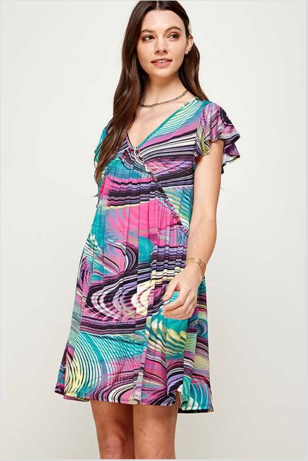 28 PSS-R {Down Under} ***SALE***Mint Swirl Print V-Neck Dress PLUS SIZE 1X 2X 3X