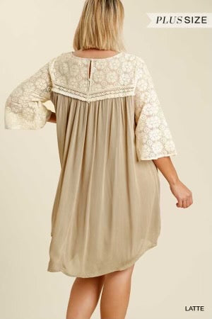 27 CP-A {Latte Lifestyle} "UMGEE" Latte/Bone Lace Dress PLUS SIZE XL 1X 2X SALE!!!!