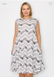 52 SV-B {March To The Beat} Lt. Grey/Camo Chevron Print Dress EXTENDED PLUS SIZE 3X 4X 5X