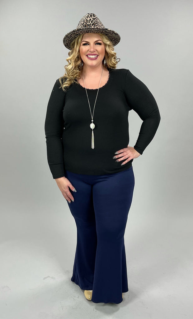 35 SLS-M {Finally Yours} Black Long Sleeve Top SALE!!  PLUS SIZE XL 1X 2X