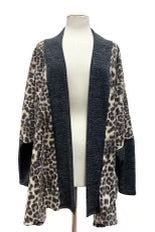 54 OT-A {Twist Of Fate} Brown Leopard Print Cardigan EXTENDED PLUS SIZE 1X 2X 3X 4X 5X