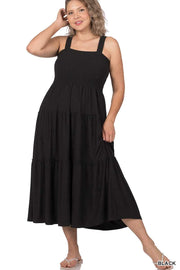 LD-V {Decide The Vibe} Black Smocked Tiered Sundress PLUS SIZE 1X 2X 3X