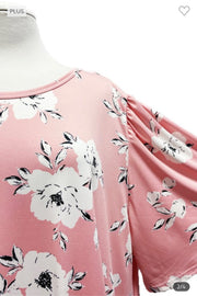 86 PSS-C {Playing Our Song} Pink/White Floral Top EXTENDED PLUS SIZE 3X 4X 5X