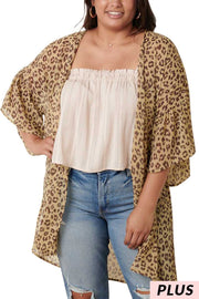 64 OT-I {New Goals} Yellow Leopard Prnt Kimono PLUS SIZE XL 1X 2X