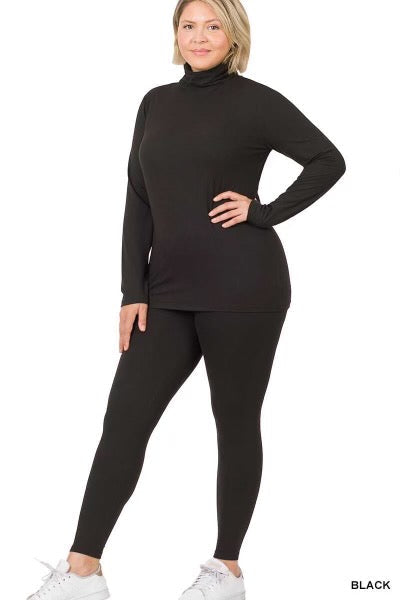 87 SET-B {Walk This Way} Black Long Sleeve Top W Bottoms PLUS SIZE 1X 2X 3X