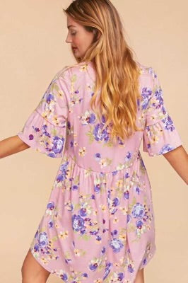 77 PSS-Y {Love Bitten} Lilac Floral Babydoll Dress PLUS SIZE XL 2X 3X