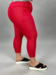 BIN 98 {Get "Jeggy" With It SALE Red Capri Jeggings PLUS SIZE XL 2X 3X