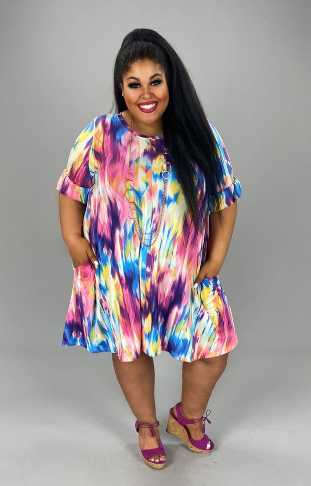 69 PSS-B {Diamond In The Sky} Pink/Multi Print Dress PLUS SIZE 1X 2X 3X *** FLASH SALE***