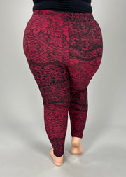 BIN 98 {You're Gonna Love These} Black/Burgundy Leggings Extended Plus  X-PLUS