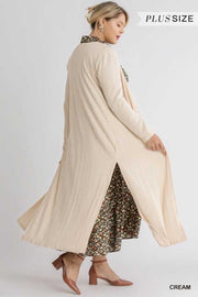 LD-L {Ode To Love} Creme Ribbed Long Cardigan PLUS SIZE XL 1X 2X