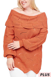 23 OS-B {Bonfire Dates} Rust Sweater PLUS SIZE XL 2X 3X SALE!!