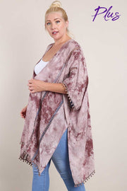 69 OT-F {Color Me Crazy}  Acid Washed Plum Cardigan PLUS SIZE 1X/2X  2X/3X