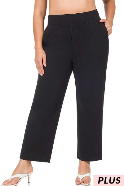 LEG-  {Setting The Standard} Black Wide Waistband Pants SALE!!! PLUS SIZE 1X 2X 3X