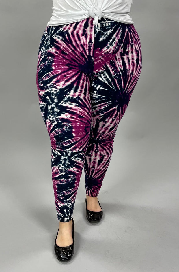 LEG-29  {Need To Look} Navy Tie Dye Leggings EXTENDED PLUS SIZE 3X/5X