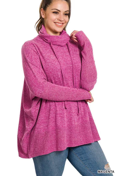 55 SLS-H {Warm Hugs} Magenta Cowl Neck Top PLUS SIZE 1X 2X 3X