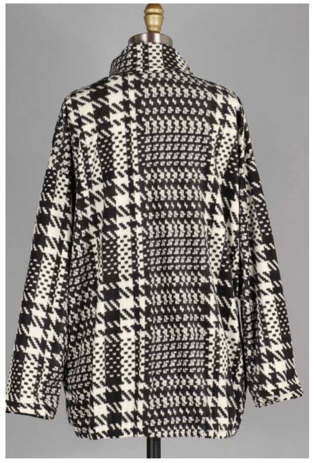 60 OR 26 OT-C {Smooth Moves}  Black White Printed Jacket SALE!! PLUS SIZE XL 2X 3X