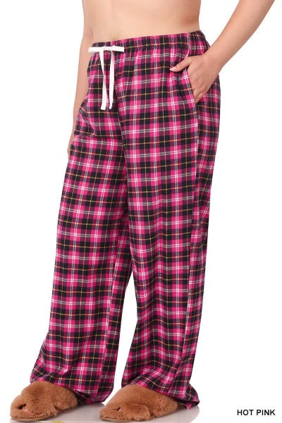 LEG-98  {Instant Friends} Hot Pink Plaid Drawstring Pants SALE!!! PLUS SIZE 1X 2X 3X