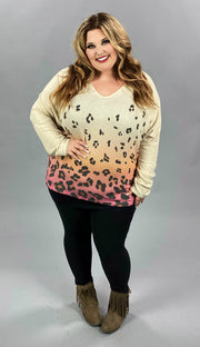 41 CP-D {Look into my eyes} ***SALE***Ivory/Rose Animal Print Tunic w/Criss Cross Back 1X 2X 3X