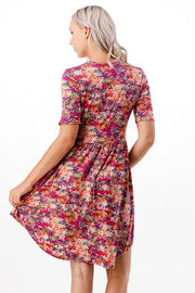 30 PSS-D {Sweet as a Flower} ***SALE***Magenta Floral Babydoll Dress PLUS SIZE 1X 2X 3X