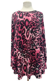 64 PLS-B {Expecting Fun} Pink Leopard Print Top PLUS SIZE 1X 2X 3X