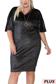 58 PSS-A {Sparkling Night} Black Velvet Glitter Dress EXTENDED PLUS SIZE XL 2X 3X 4X 5X
