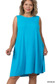 23 SV-D {Simply Charming} Ice Blue Sleeveless Dress PLUS SIZE 1X 2X 3X