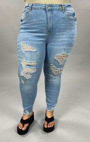 BT-Y {Elite Elevate} High Rise Light Distressed Denim