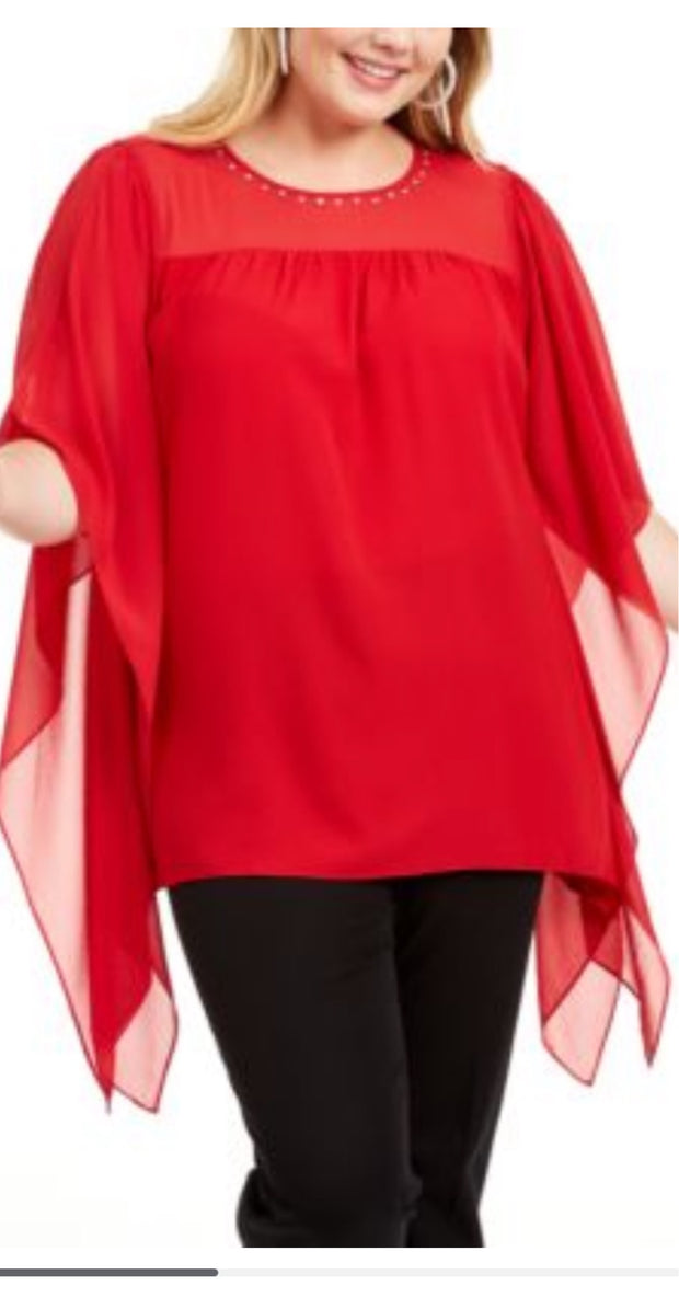 SD-A  M-109  {Michael Kors} Red Embellished Top SALE!!!  Retail 110.00 PLUS SIZE 2X