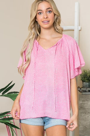22 PSS-C {Sweet Fascination} Pink Printed***SALE*** Top PLUS SIZE 1X 2X 3X