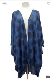 79 OT-A {Free To Unwind} Navy Print Cardigan PLUS SIZE 1X 2X 3X