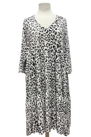 14 PQ-F {Below The Radar} Ivory Animal Print Tiered Dress  PLUS SIZE XL 2X 3X