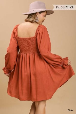 31 CP-B {Flower Power} 'Umgee" Rust Crochet Front Dress SALE!!  PLUS SIZE XL 1X 2X